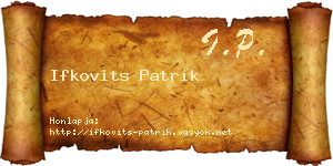 Ifkovits Patrik névjegykártya